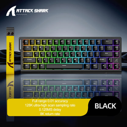 ⌨️⚡ ATTACK SHARK X68HE – Ενσύρματο Μαγνητικό Gaming Keyboard με 0.01mm Rapid Trigger, 8000Hz Polling Rate & RGB 16.8M 🎮✨