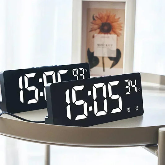 Ψηφιακό Ξυπνητήρι LED με Voice Control, Διπλό Alarm, Snooze & Ένδειξη Θερμοκρασίας