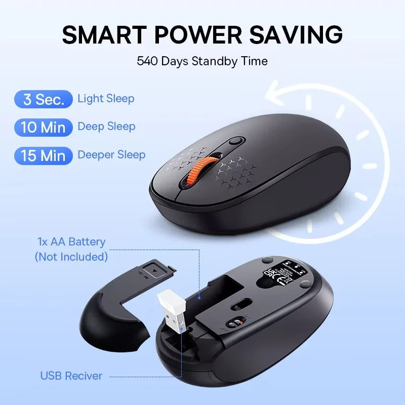 Baseus F01B Tri-Mode Wireless Mouse 2.4G • Bluetooth 5.0 / 3.0 • Silent Click • 1600 DPI • 20m Ultra-Stable Transmission • Ergonomic Design