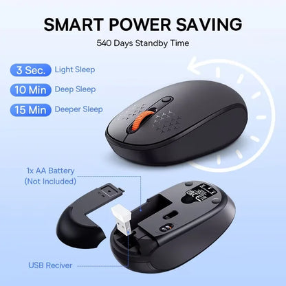 Baseus F01B Tri-Mode Wireless Mouse 2.4G • Bluetooth 5.0 / 3.0 • Silent Click • 1600 DPI • 20m Ultra-Stable Transmission • Ergonomic Design
