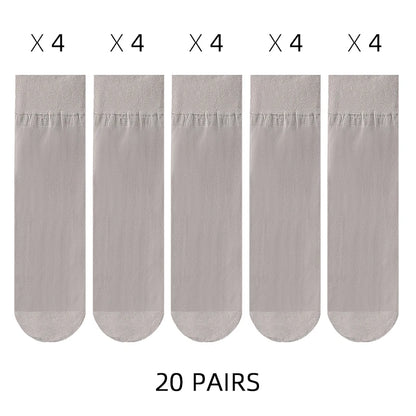 🧦✨ Σετ Διάφανα Κρυστάλλινα Καλτσάκια – Ultra Thin & Anti-Hook ✨🧦 5–20 Ζευγάρια Καλοκαιρινές Γυναικείες Κάλτσες | Crystal Silk Nylon Ankle Socks