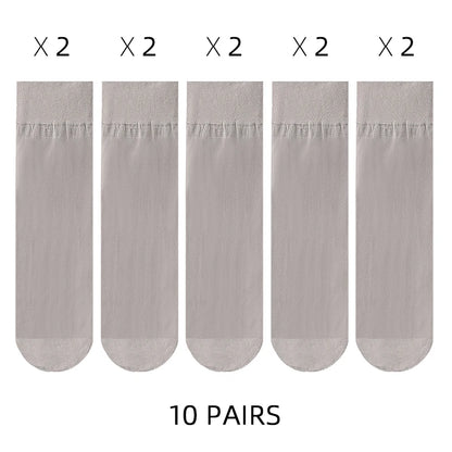🧦✨ Σετ Διάφανα Κρυστάλλινα Καλτσάκια – Ultra Thin & Anti-Hook ✨🧦 5–20 Ζευγάρια Καλοκαιρινές Γυναικείες Κάλτσες | Crystal Silk Nylon Ankle Socks