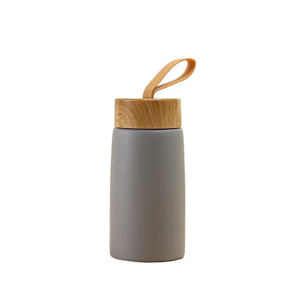☕✨ Μίνι Θερμός με Ξύλινο Καπάκι – Στυλ & Πρακτικότητα! ✨☕