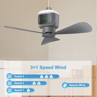 🏕️🌬️ 12000mAh Portable Ceiling Camping Fan με LED & Remote Control
