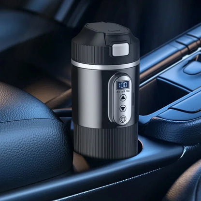 🚗☕ 500ml Ηλεκτρικό Θερμός Αυτοκινήτου | Car Heating Cup με LCD Οθόνη & Ρυθμιζόμενη Θερμοκρασία 🔥 | 12V/24V In-Car Kettle