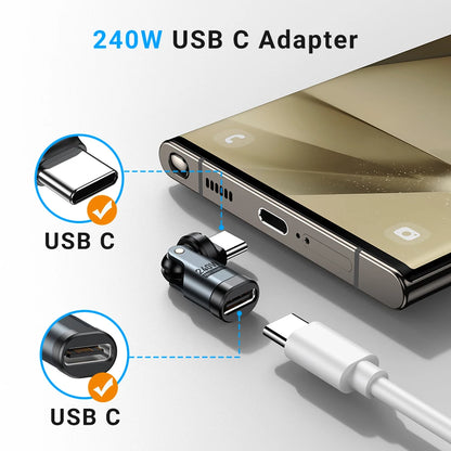 🔌 AUFU PD 240W USB-C to Type-C OTG Adapter – 540° Περιστροφή & Fast Charge