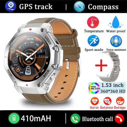 ⌚ 2025 New Men Sports Smart Watch GPS | AMOLED | Heart Rate Monitor | LED Flashlight | NFC | Bluetooth Call | 3ATM Waterproof