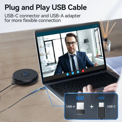 EMEET USB Conference Speakerphone with 2 Microphones & 360° Voice Pickup – for Zoom, Teams & Webex