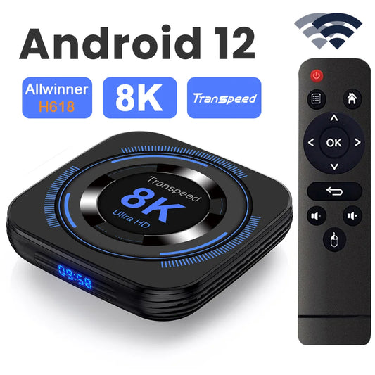 📺🔥 Transpeed Android 12 TV Box – Allwinner H618, 8K/4K, Dual WiFi & Bluetooth 🎬
