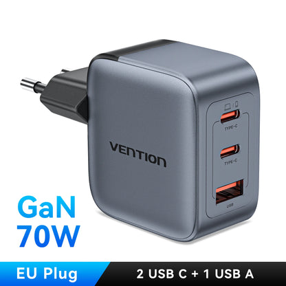 ⚡ Vention 70W GaN Φορτιστής – PD & Quick Charge 3.0 Μικρός, ισχυρός και απόλυτα αποδοτικός – ο φορτιστής που καλύπτει όλες σου τις συσκευές! 🔋📱💻