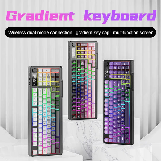 ⌨️🔥 FREEWOLF M96 Wireless Mechanical Keyboard 🌈 Gradient Keycaps | 🔄 Dual-Mode BT/2.4G | 🖥️ OLED Οθόνη | 🔋 Μπαταρία μεγάλης διάρκειας