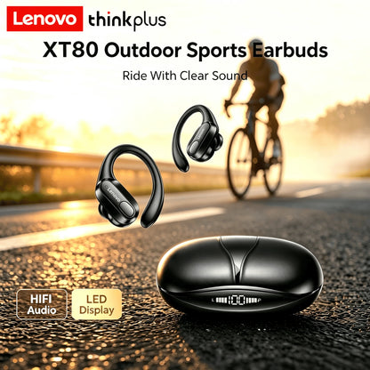 Lenovo XT80 Wireless Sports Bluetooth 5.3 Earbuds with Ear Hooks, LED Indicator & Microphone