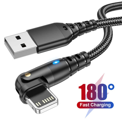 🔌 Rotatable USB Fast Charging Cable για iPhone – Γρήγορη Φόρτιση & Μεταφορά Δεδομένων ⚡📱
