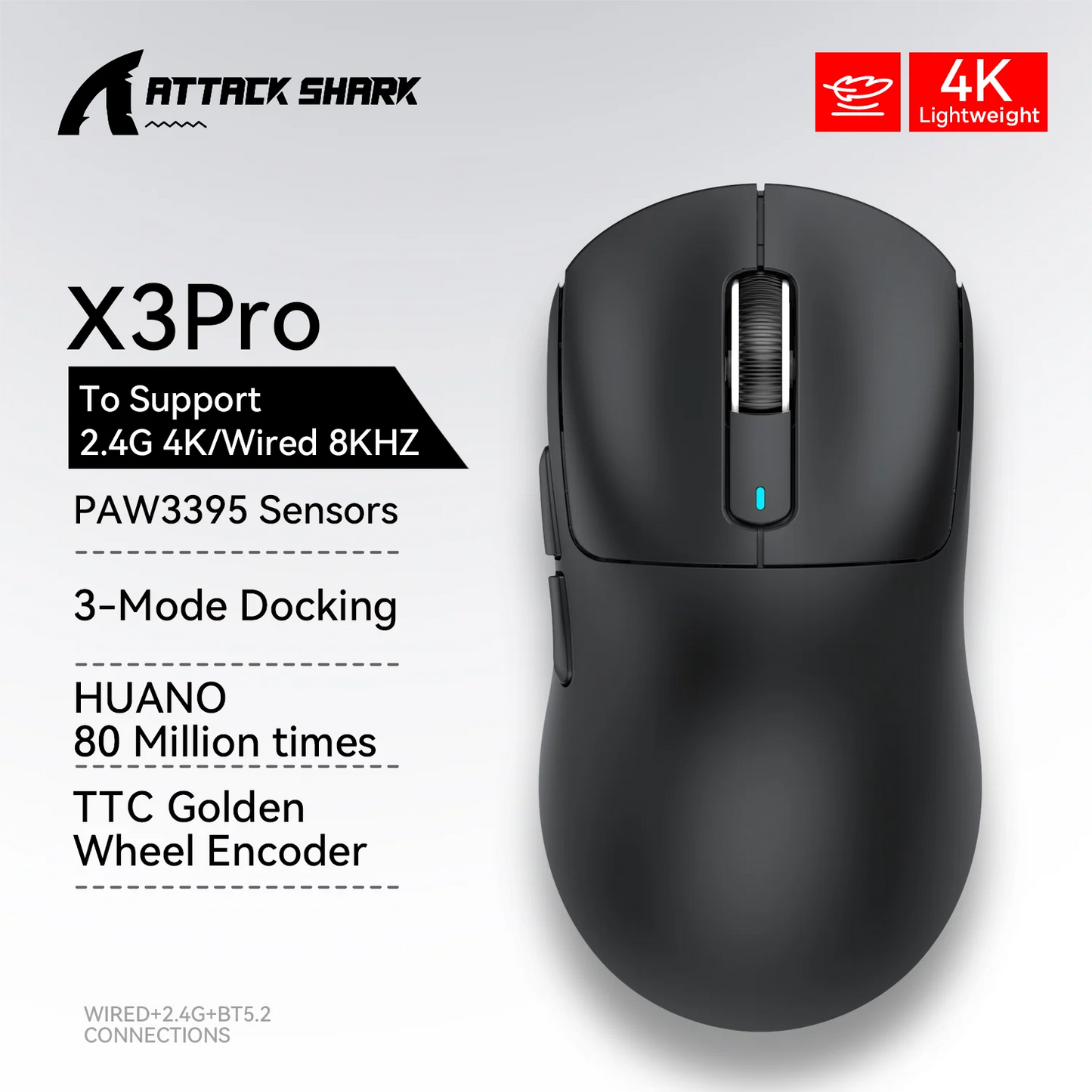 🦈⚡ Attack Shark X3 / X3 Pro – Ultra-Light Gaming Mouse με PAW3395 & Tri-Mode
