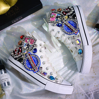 💎👟 Γυναικεία Canvas Sneakers με Διαμάντια – Χειροποίητα & Μοναδικά 👟💎