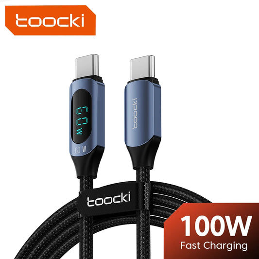⚡🔌 Toocki 100W USB-C Cable – Υψηλής Ταχύτητας Καλώδιο Φόρτισης & Δεδομένων 🔋 Με LED Digital Display (5A)