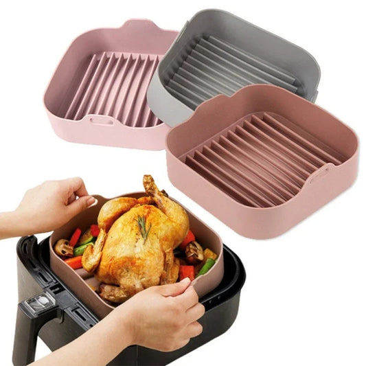 🍟 Τετράγωνο Σιλικονούχο Σκεύος για Air Fryer – Αντικολλητικό & Επαναχρησιμοποιήσιμο | Ιδανικό για Ψήσιμο, Τηγάνισμα & Φούρνο