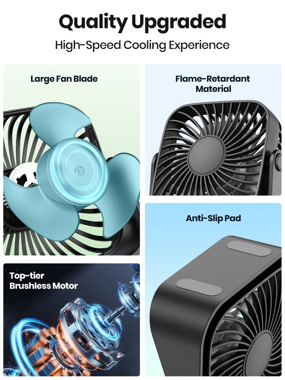 TOPK K52 Mini USB Fan 4” – Portable Desk Fan with 3 Speeds & 360° Adjustment