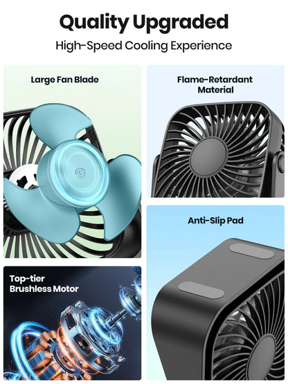 TOPK K52 Mini USB Fan 4” – Portable Desk Fan with 3 Speeds & 360° Adjustment