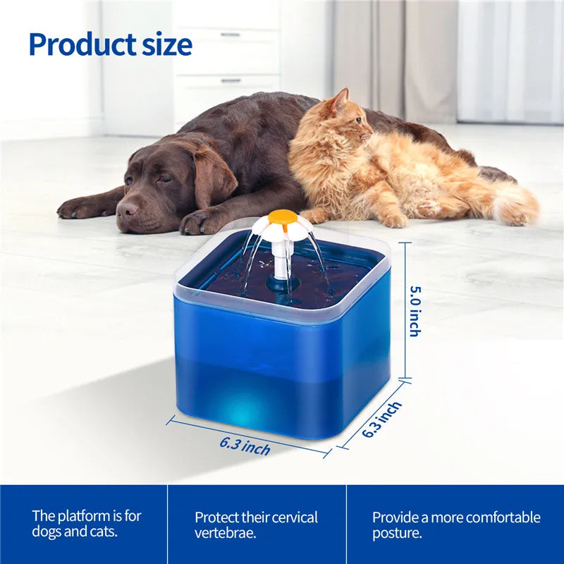 2L Pet Water Fountain 🐾💧 | LED Light ✨ | USB Powered 🔌 | Recirculating Filter ♻️ | For Cats & Dogs 🐶🐱