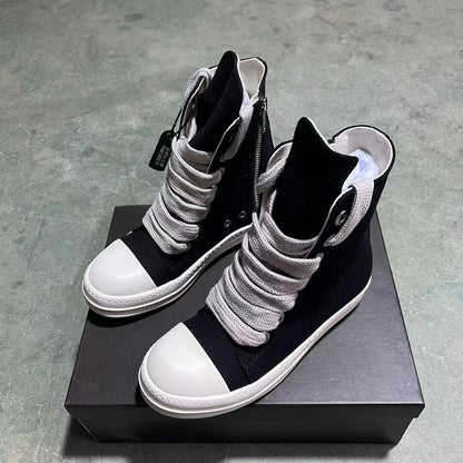 🖤👟 Designer High Top Sneakers – Jumbo Lace Up & Zip Style 👟🖤