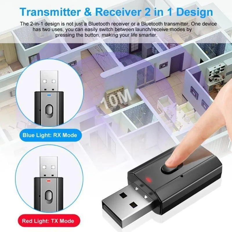 🔊 Bluetooth 5.0 Audio Adapter – Transmitter & Receiver για PC, TV & Αυτοκίνητο