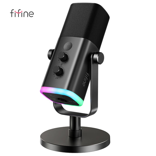 🎤🎮 FIFINE Ampligame AM8 – USB/XLR Dynamic Μικρόφωνο με RGB, Touch Mute & Headphone Jack για PC, PS5/4 & Mixer ✨