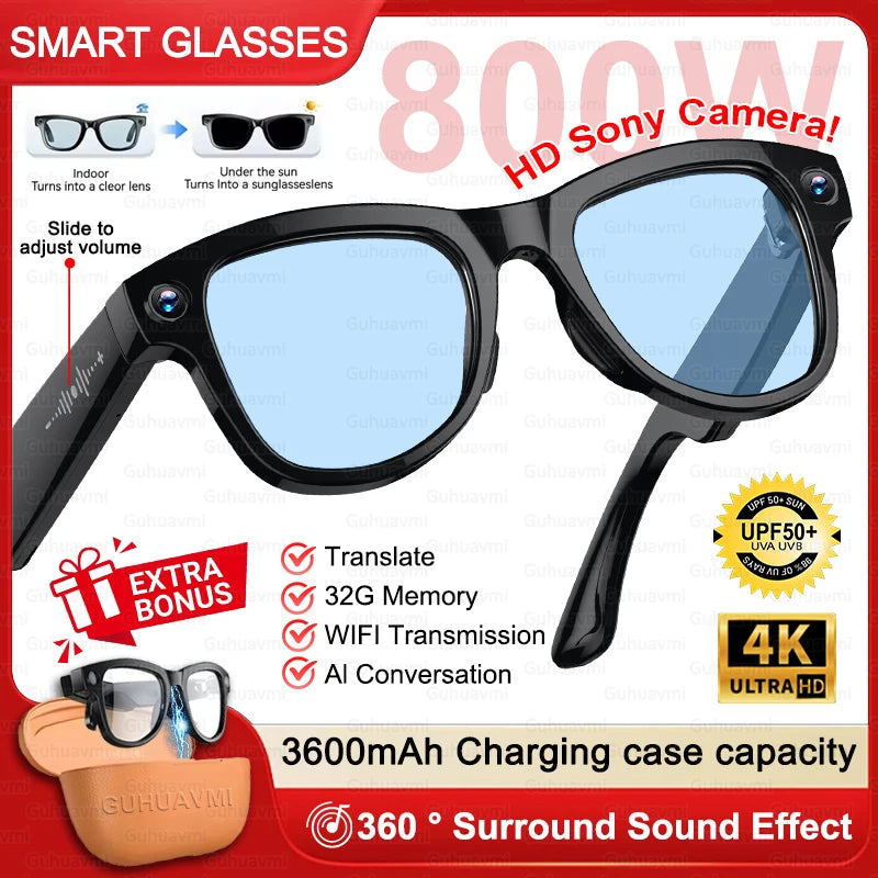 GUHUAVMI M02 Ultra AI Smart Glasses – AI Smart Glasses with Camera, Translation, 32GB & Bluetooth 5.3