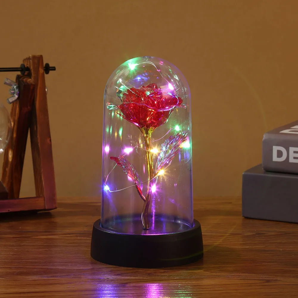 🌹✨ LED Enchanted Galaxy Rose – Αιώνιο Τριαντάφυλλο με Φωτάκια σε Γυάλινο Θόλο