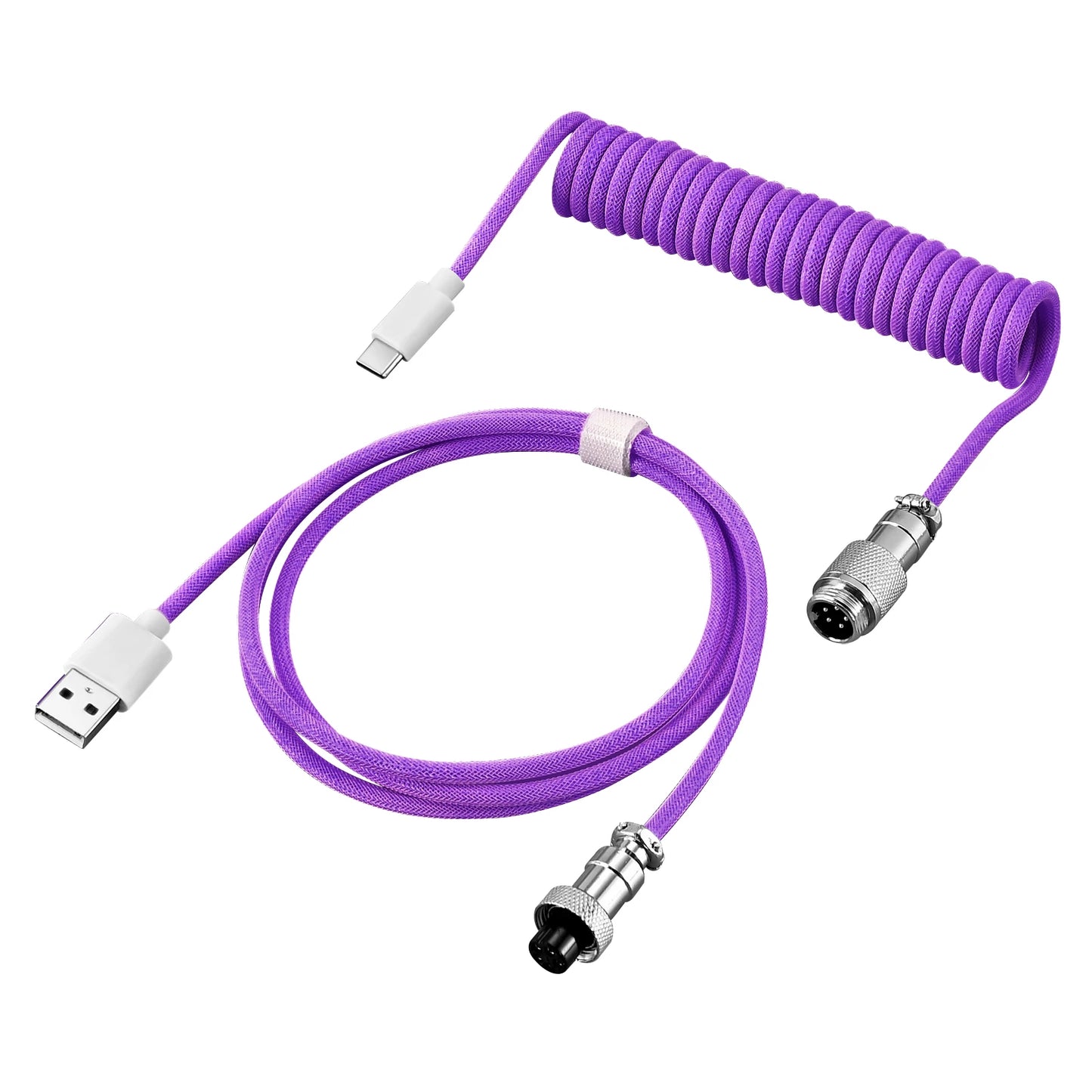 Coiled Keyboard Cable Type-C to USB-A with Detachable Metal Aviator