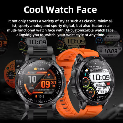 Military Smartwatch με 1400mAh Μπαταρία & Bluetooth Calling