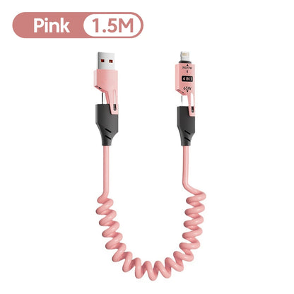 📱⚡ 4 σε 1 Καλώδιο Φόρτισης 65W – Multi Port USB Type-C & Lightning 🚀 Για iPhone 16/15, Samsung, Xiaomi & Περισσότερα 🔋
