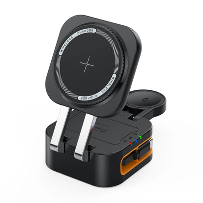 3-in-1 Portable 15W MagSafe Wireless Charging Cradle με Αναδιπλούμενο Καλώδιο