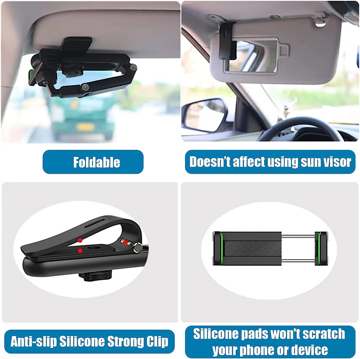 🚗 Sun Visor 360° Phone Holder – Πολυλειτουργική Βάση Κινητού για Αυτοκίνητο
