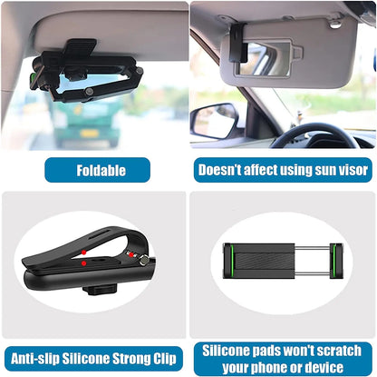 🚗 Sun Visor 360° Phone Holder – Πολυλειτουργική Βάση Κινητού για Αυτοκίνητο