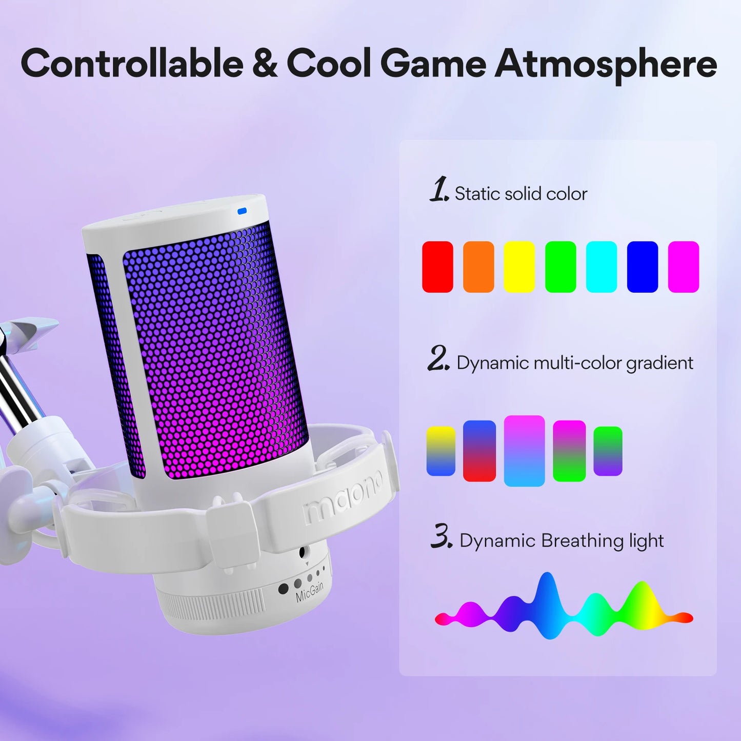 🎤🌈 Maono Gamerwave DGM20S – USB RGB Gaming Microphone με Noise Canceling ⚡