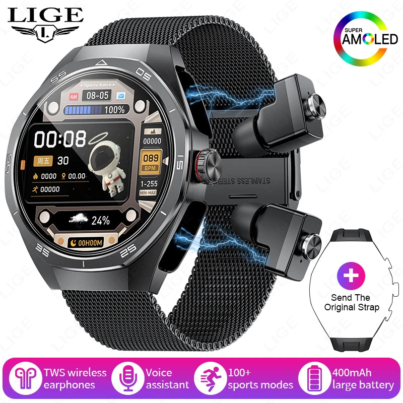 ⌚ LIGE NFC Smart Watch με Ενσωματωμένα Bluetooth Ακουστικά | Κλήσεις, Καρδιακός Ρυθμός, Οξυγόνο, Μουσική & Voice Assistant
