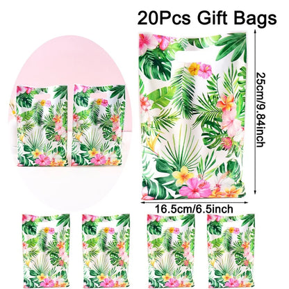 🌺 Χαβανέζικες Τσάντες Δώρων με Χερούλι – 10/20/50pcs | Hawaii Luau Tropical Beach Party Favor Bags για Γενέθλια & Εκδηλώσεις