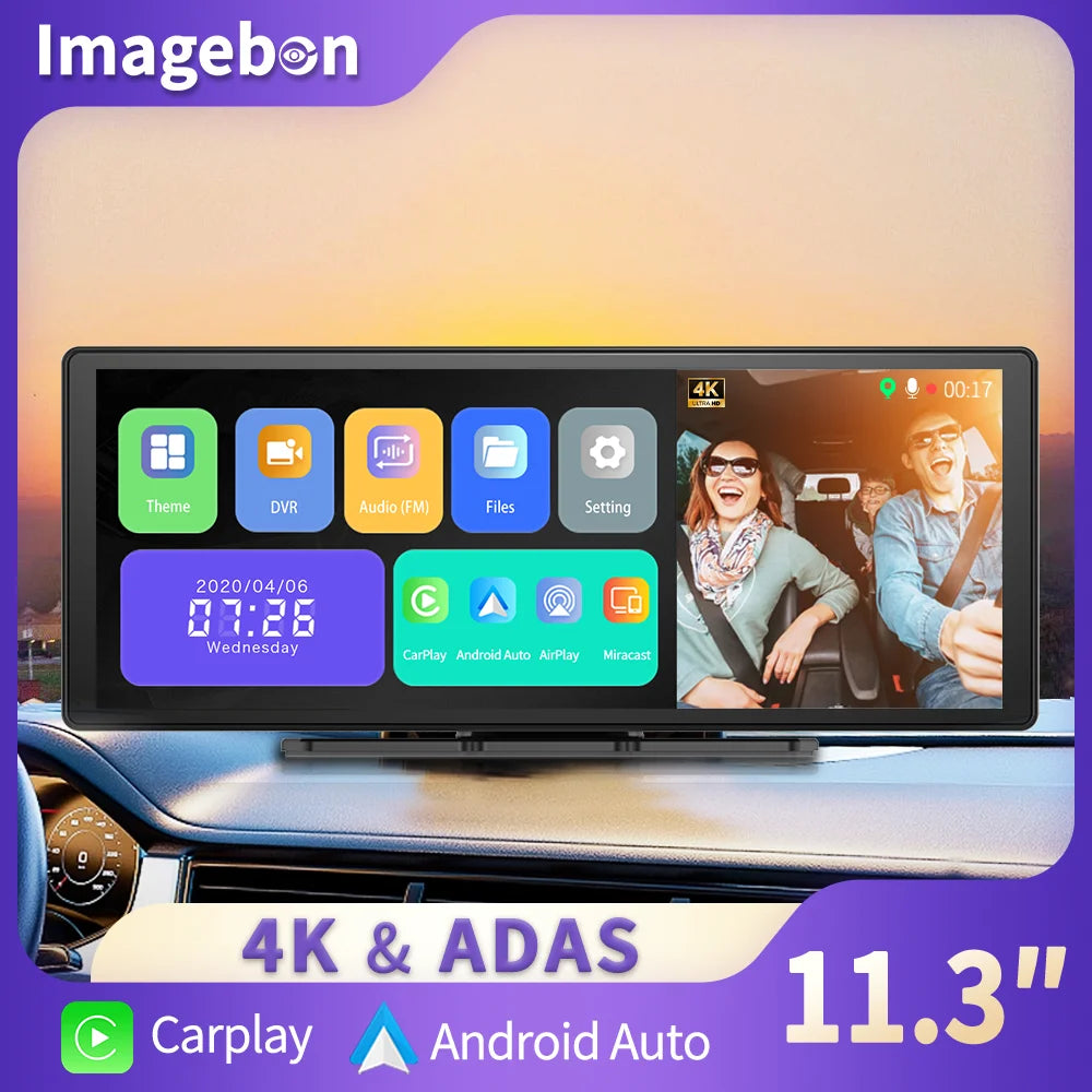 🚘📹 Imagebon H50 Dash Cam 11.3" – 4K + ADAS + Wireless CarPlay/Android Auto + 3 Channel Recording 🚀