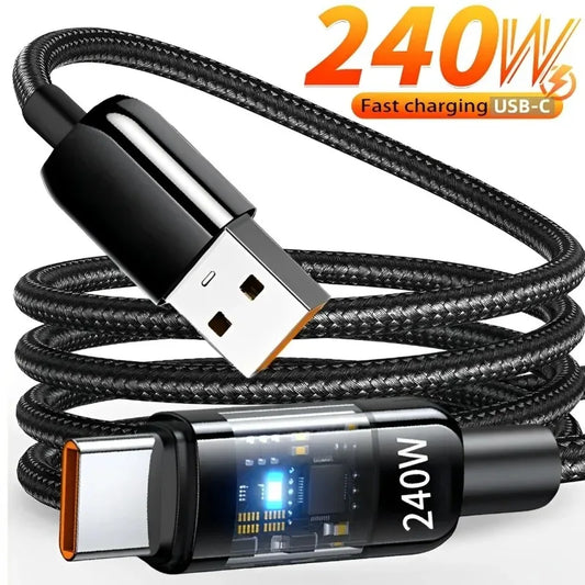 ⚡🔌 240W QC 3.0 USB to Type-C Cable – Υπερταχεία Φόρτιση με LED Ένδειξη 🎯