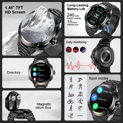⌚ LIGE 2-σε-1 Smart Watch με Ενσωματωμένα Bluetooth Ακουστικά TWS | NFC, Καρδιακός Ρυθμός, Οξυγόνο, Κλήσεις & Fitness Tracker