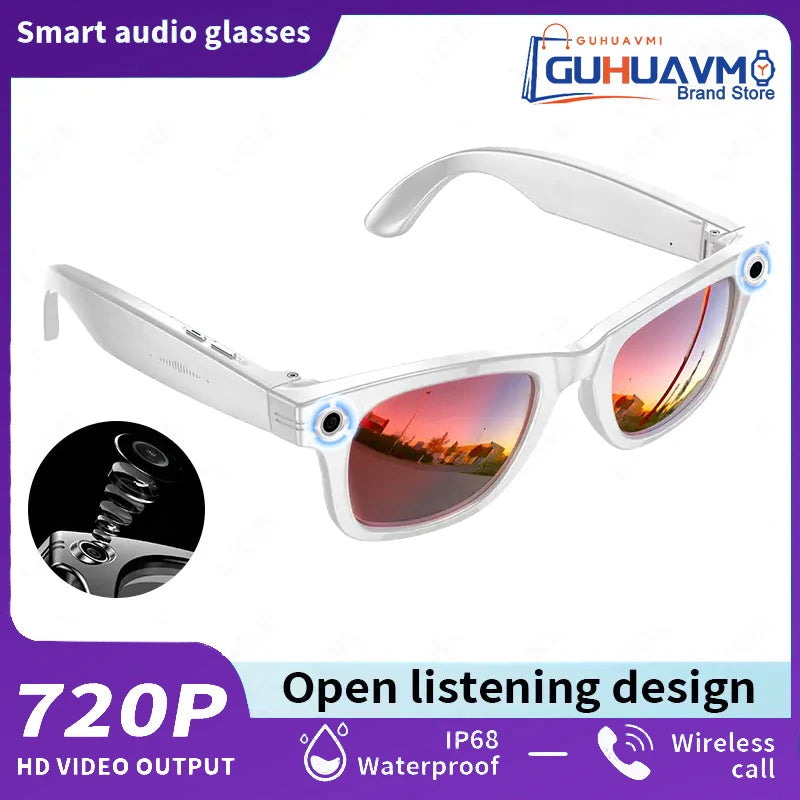 GUHUAVMI W610 AI Smart Glasses - Smart Glasses with 8MP Camera, AI Translation, Bluetooth Calls & Music