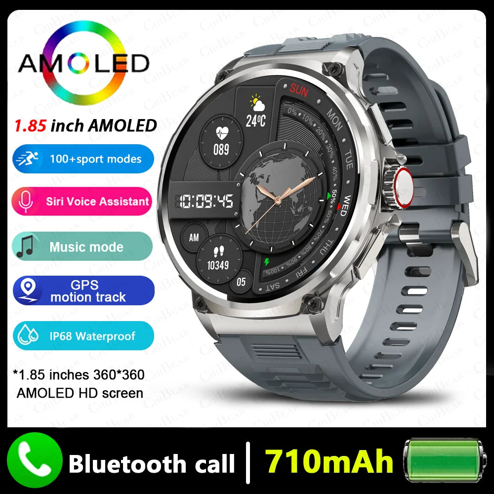 ⌚ New 1.85” GPS Smart Watch – Για Xiaomi & iOS | Ultra HD AMOLED Οθόνη | Bluetooth Κλήσεις | 710mAh Μπαταρία | IP68 Αδιάβροχο 🌊