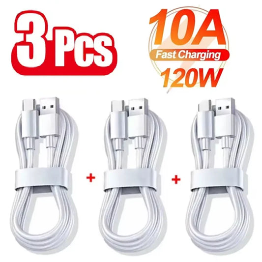 ⚡ 3PCS USB Type-C Καλώδιο 100W 10A – Super Fast Charging & Data Sync