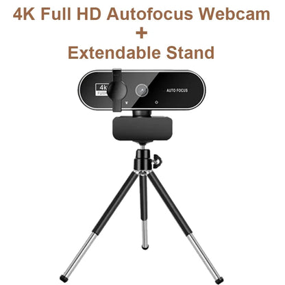 🎥🔊 4K/2K/1080P Webcam με Μικρόφωνο 🎤 | Autofocus 8MP Full HD Κάμερα για PC 💻 Laptop & Macbook | Βιντεοκλήσεις & Streaming