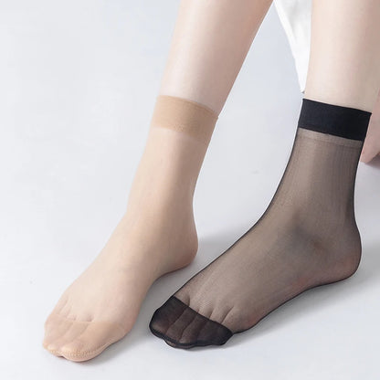 🧦✨ Σετ Διάφανα Κρυστάλλινα Καλτσάκια – Ultra Thin & Anti-Hook ✨🧦 5–20 Ζευγάρια Καλοκαιρινές Γυναικείες Κάλτσες | Crystal Silk Nylon Ankle Socks