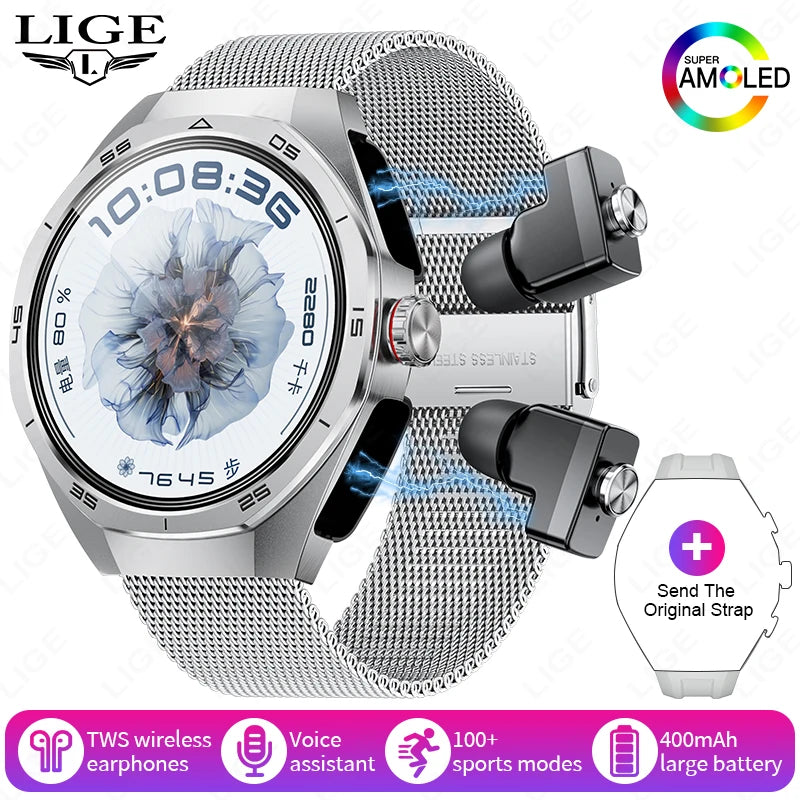 ⌚ LIGE NFC Smart Watch με Ενσωματωμένα Bluetooth Ακουστικά | Κλήσεις, Καρδιακός Ρυθμός, Οξυγόνο, Μουσική & Voice Assistant