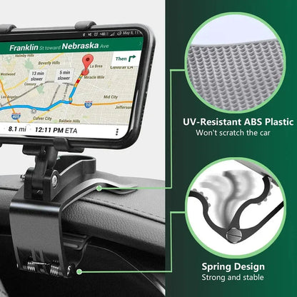 🚗📱 Universal Βάση Κινητού Αυτοκινήτου – Dashboard / Καθρέφτης 🔄 Περιστροφή 360° για iPhone & Smartphones