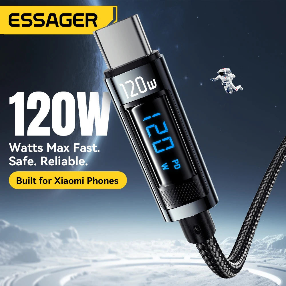 Essager USB Type-C Καλώδιο Φόρτισης 120W με LED Ένδειξη Ισχύος