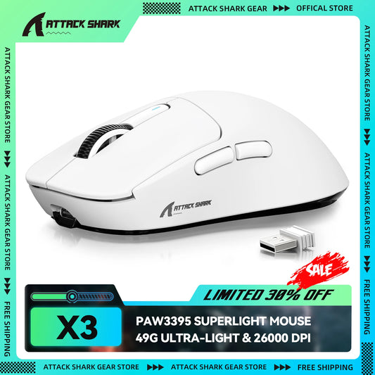 🎮🦈 ATTACK SHARK X3 – Wireless Gaming Mouse 49g Ultra-light με PAW3395 Sensor & 26K DPI 🚀